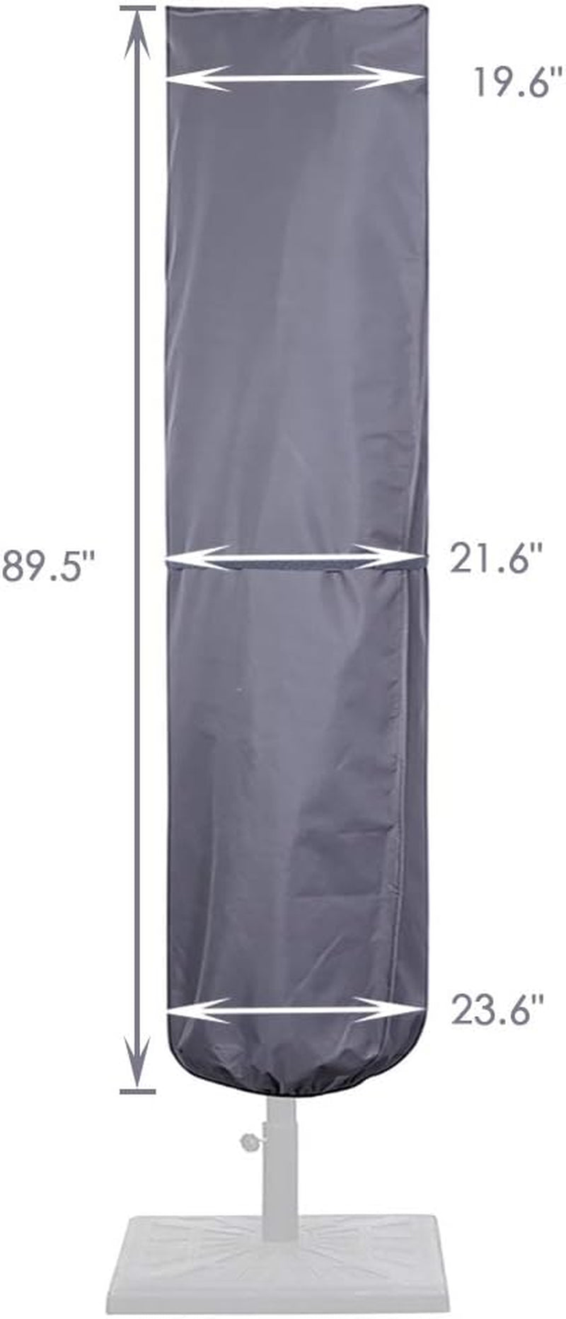 Patio Umbrella Cover with Rod for 7 to 11 Ft Umbrellas & 15 Ft Double-Sided Umbrellas, 600D Protective Waterproof Cover with Zipper, Gray