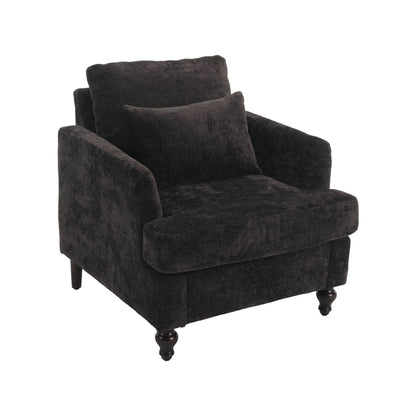 Modern Mid Century Wood Frame Armchair With Tufted Design