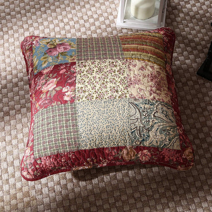 Tache Cotton Patchwork Beige Burgundy Paisley Floral Fairy Tale Tea Party Cushion Covers / Euro Sham (DXJ103443)