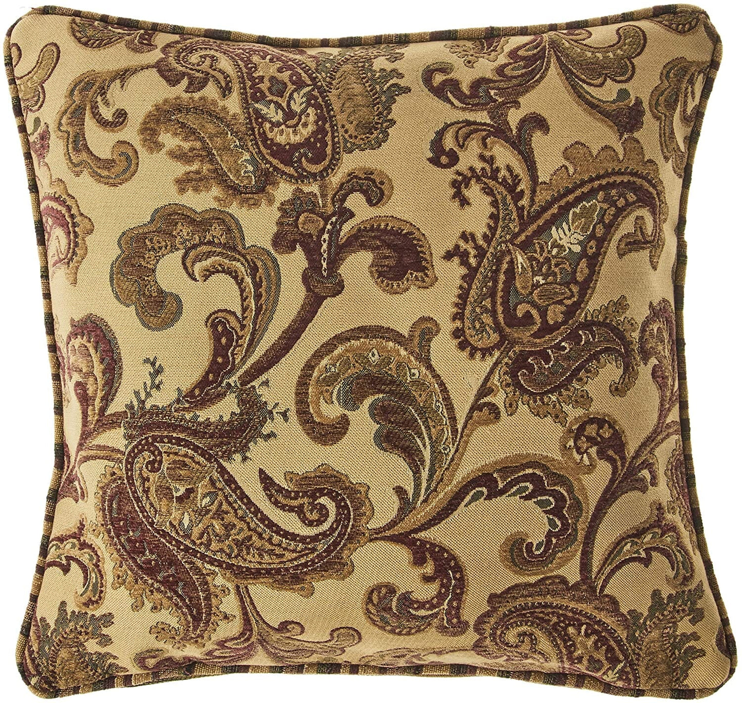 Tache Chenille Elegant Paisley Striped Brown Burgundy Exotic Blooms Comforter Set With Zipper Cover (BM14224)