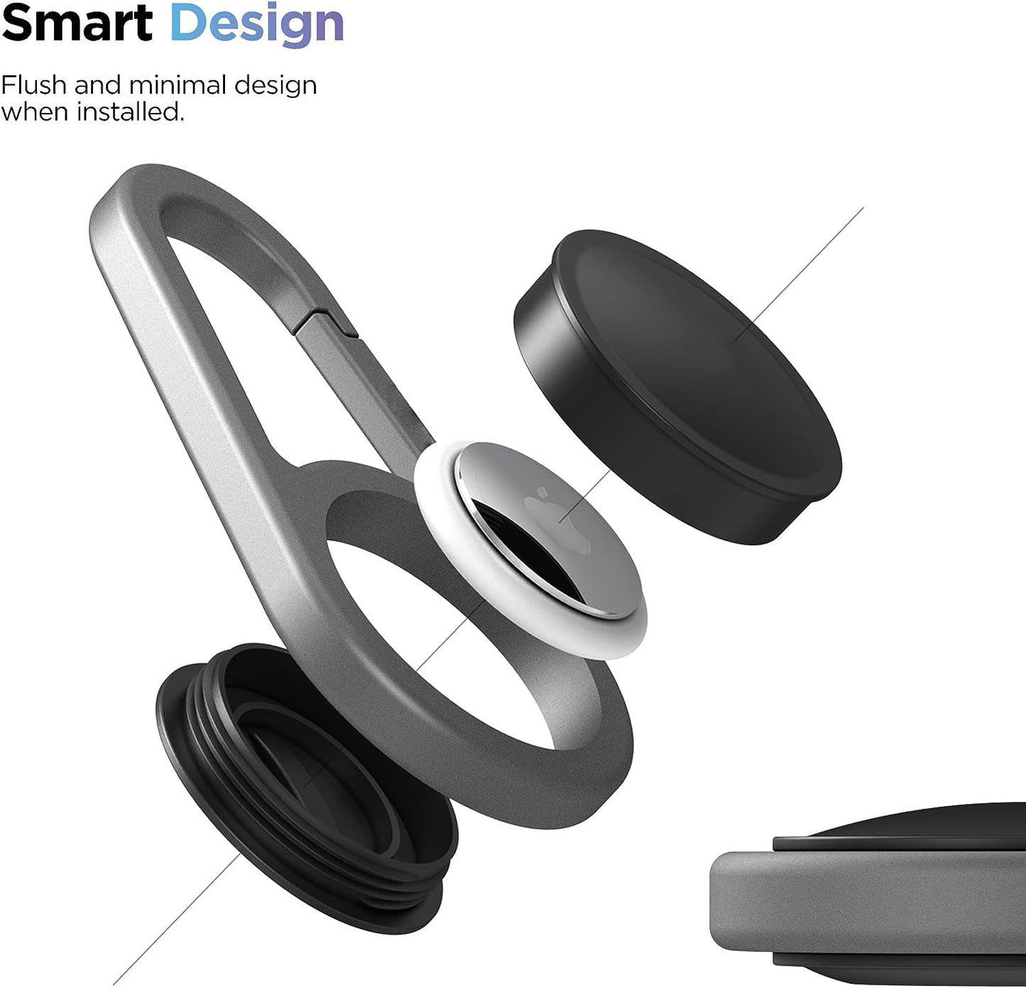 Carabiner AirTag Holder with Keychain - Ultra Durable Shockproof/Waterproof Case with Spring-Loaded Clip (Designed for Apple AirTag) (Aluminum)