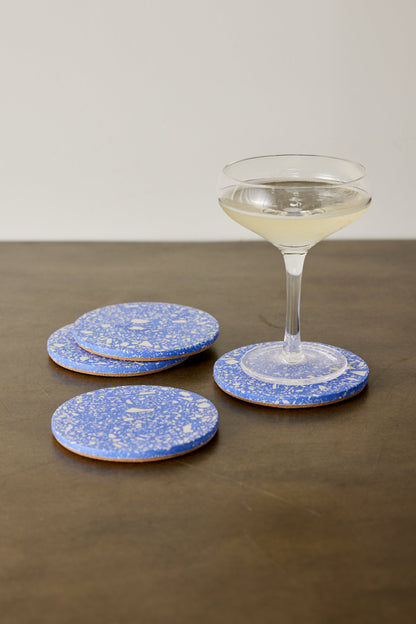Cobalt Blue Terrazzo Coasters - Set of 4