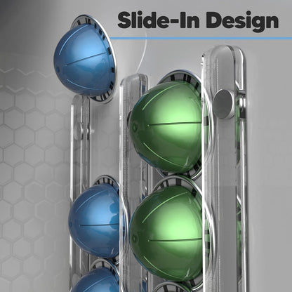 Magnetic 10 Pod Holder, Compatible with Nespresso Vertuo Capsules - Storage Organizer Rack Mount for Fridge, Coffee Station (Clear Acrylic)