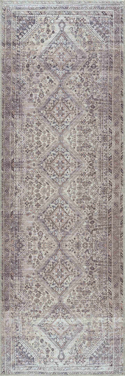 Barny Tan Flat Pile Washable Area Rug