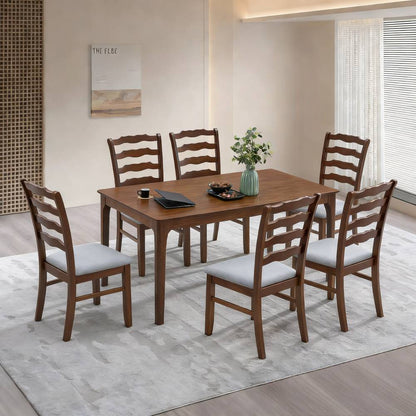 ACTU Farmhouse Dining Table Set with Upholstered Chairs for 4–6