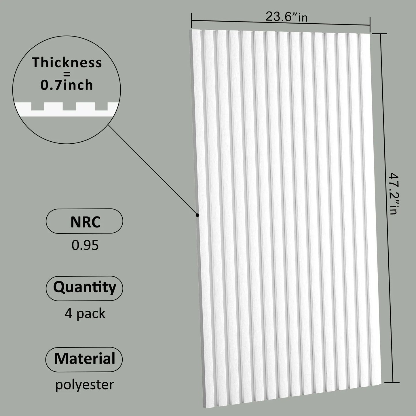 Acoustical 100% Polyester Wall Panel, 48x24x0.7 Sound Proof Wall Panels