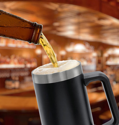 SoHo Funny Beer Mug Gifts for Dad - Stainless Steel Insulated XL 24oz Tumbler Cup with Handle “Dad, Man, Myth, Bad Influence” (Fathers Day/Birthday/Christmas) Gift Boxed