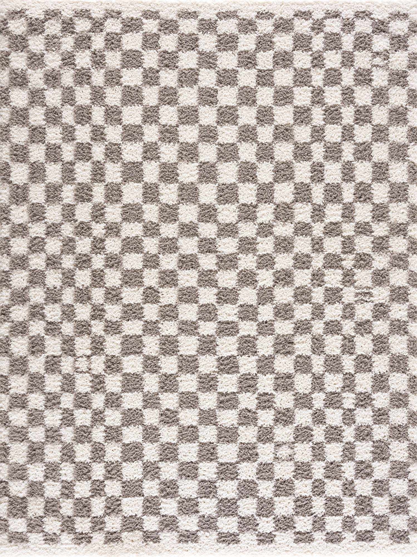 Kieu Taupe Checkered Plush Rug