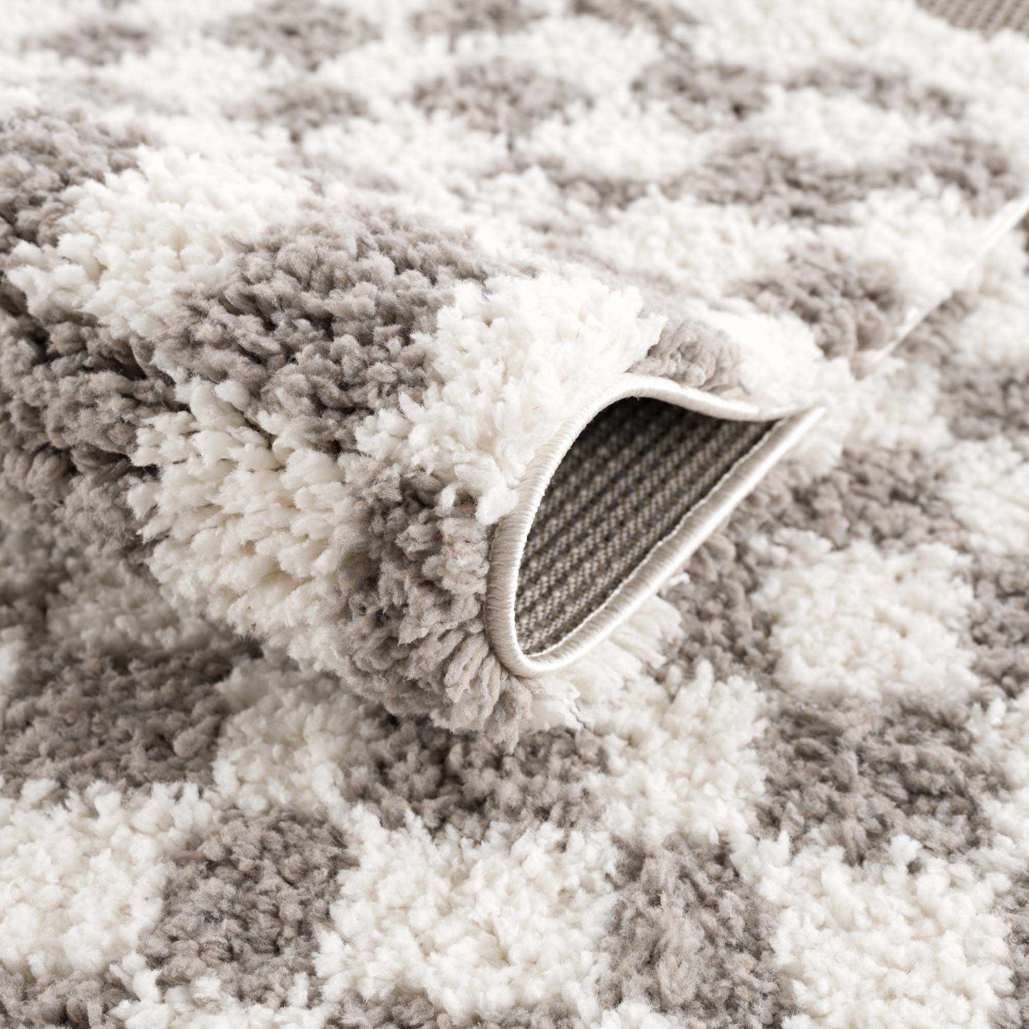 Kieu Taupe Checkered Plush Rug