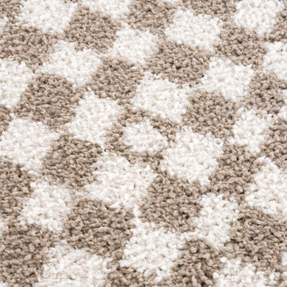 Kieu Taupe Checkered Shag Rug