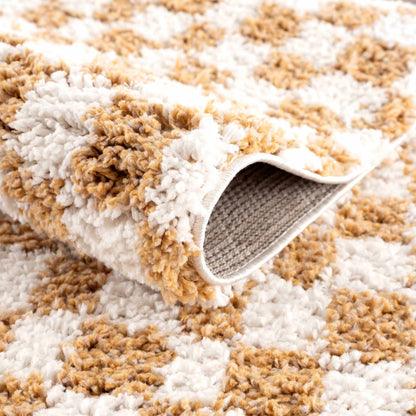 Kieu Mustard & Ivory Checkered Area Rug