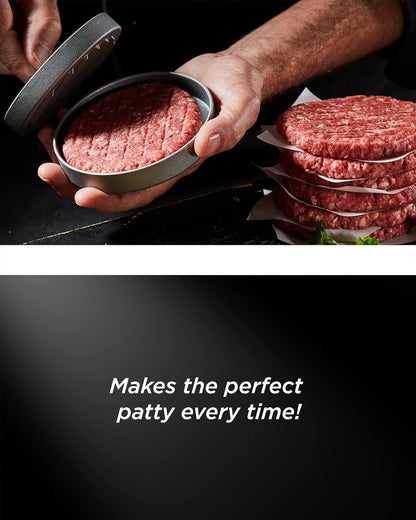 Grilling Gift for Dad, Non-Stick Hamburger Press Patty Maker, Aluminum BBQ Burger Mold “Dad Grill Boss” for Fathers Day/Birthday Boxed
