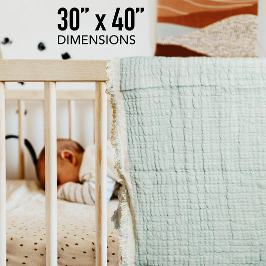 100% Cotton Reversible Muslin Baby Blanket, 30 x 40 Inch