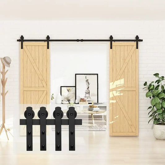 Carbon Steel Barn Door Track Kit for Double Doors