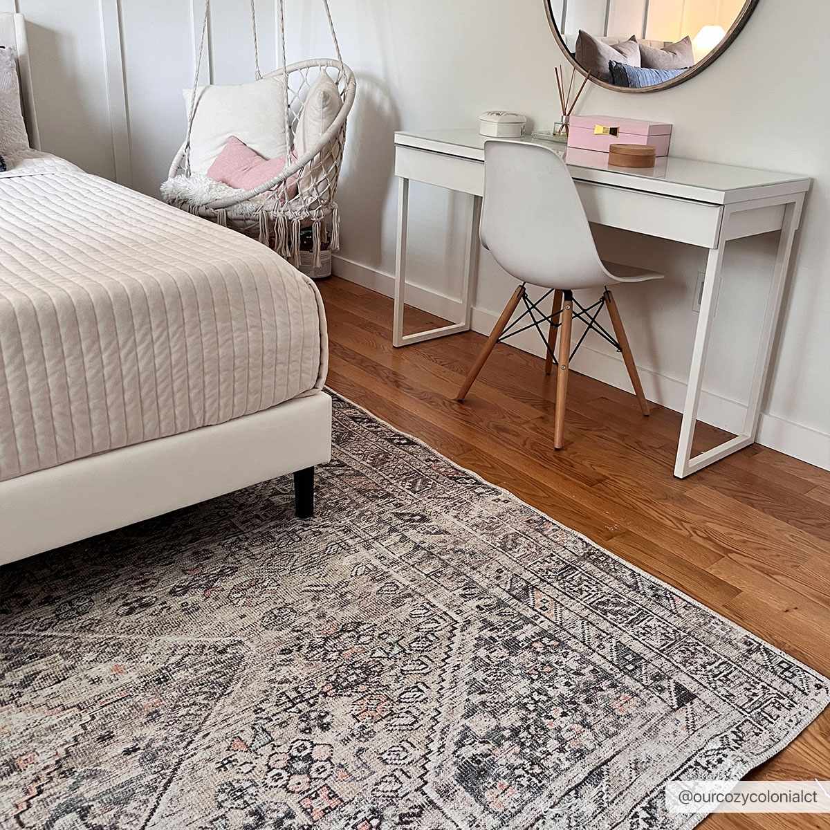 Barny Tan Flat Pile Washable Area Rug