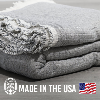 100% Cotton Reversible Muslin Coverlet 80" x 102"