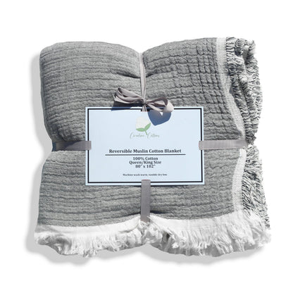 100% Cotton Reversible Muslin Coverlet 80" x 102"
