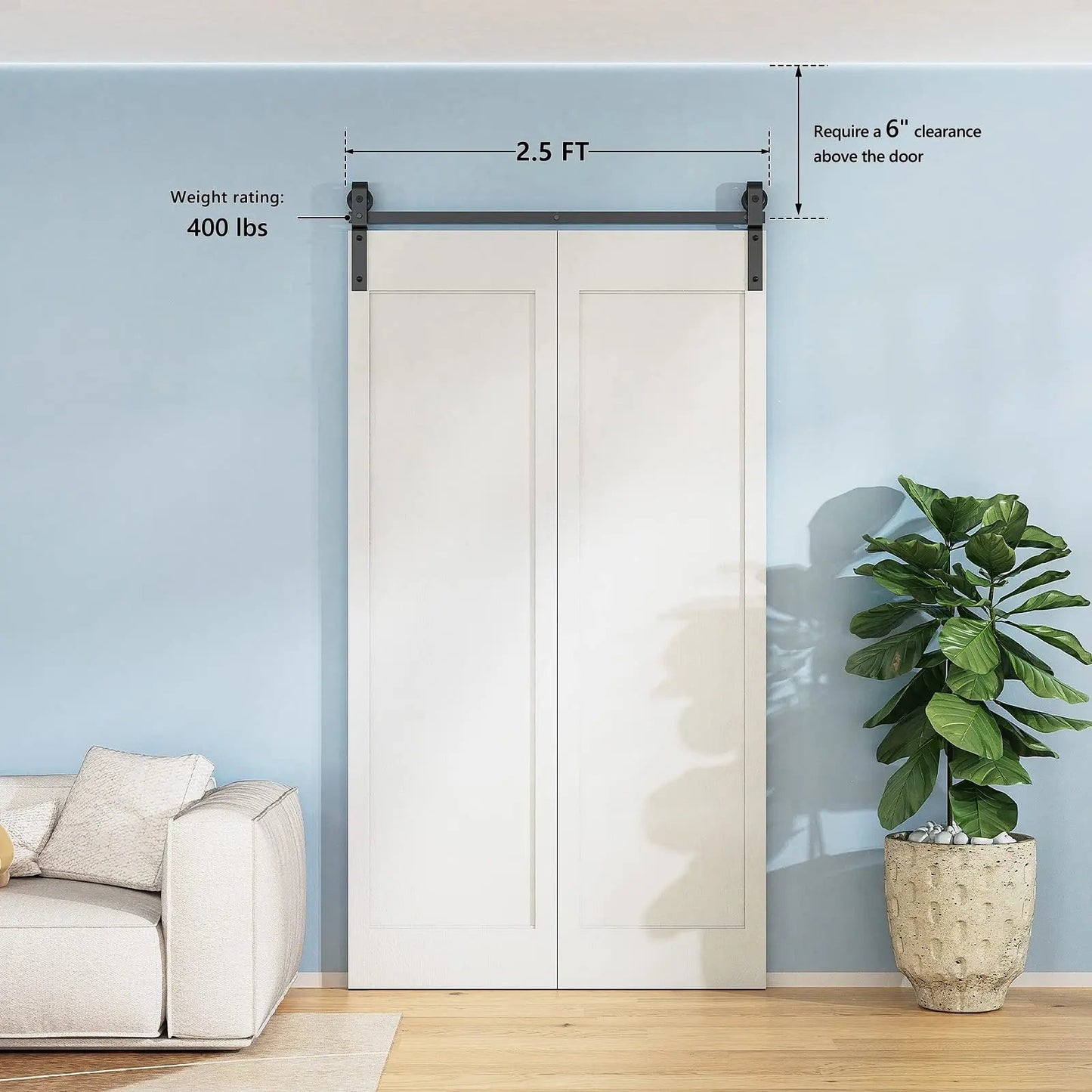 Bi-Folding Sliding Barn Door Hardware Track Kit (No Door)