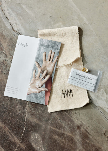 Longevity Bogolan Wall Totem in Grey with Black Triangles