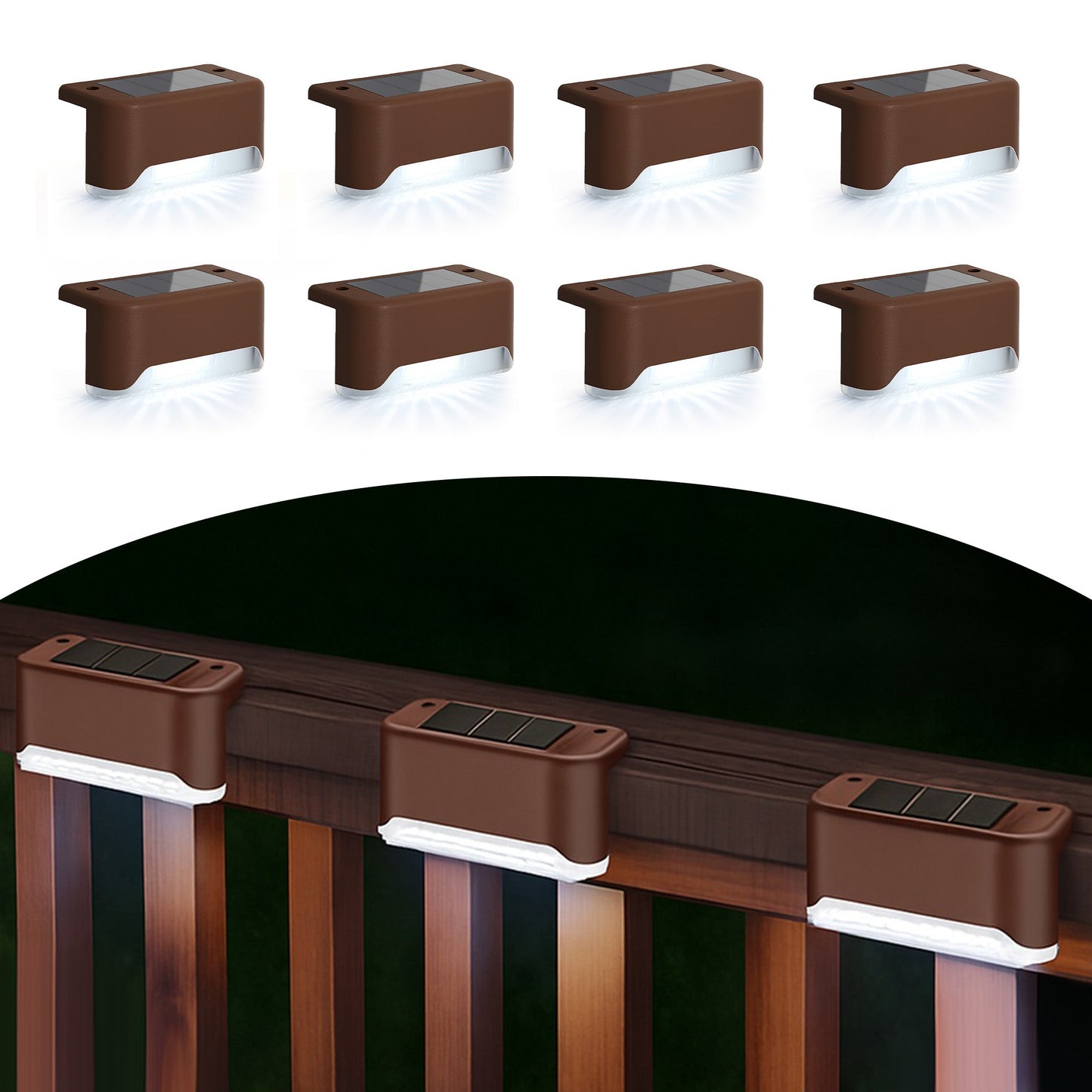 8-Pack Solar LED Deck & Step Lights