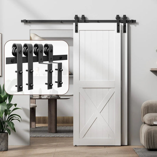 Steel Bypass Sliding Barn Door Hardware Kit, J Pulley