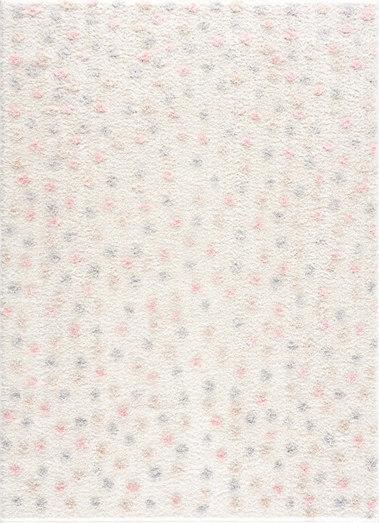Cansu Pink & Cream Dotted Area Rug