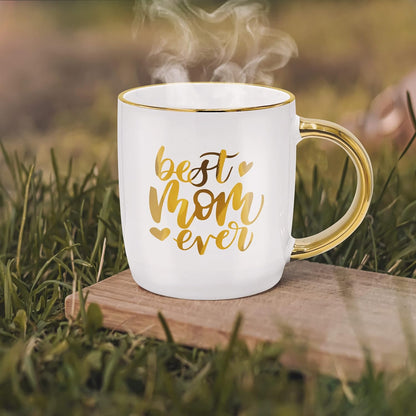 Gift for Mom from Daughter/Son, Coffee Lover Mug with Electric Heated Warmer - Unique Gift Idea for Mothers Day, Birthday, Christmas, 12oz Best Mom Ever (Gift Boxed)