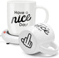 Funny Coffee Mug with Warmer Have a Nice Day Sarcastic Coffee Mug with Electric Heated Base - Novelty Christmas Gift Idea for Coworker/Coffee Lover, Men/Women (Gift Boxed)