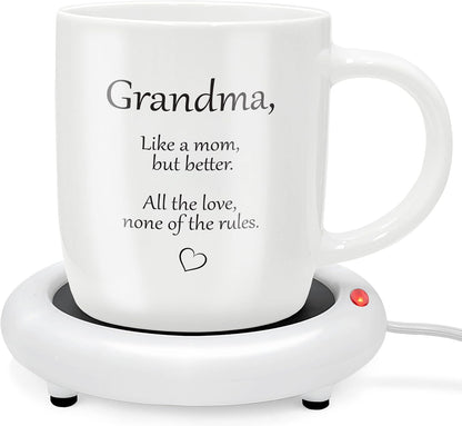 SoHo Funny Gift for Grandma, Coffee Mug with Warmer, Electric Heated Cup for Coffee Lover Gifts for Birthday/Christmas, 12oz (Gift Boxed)