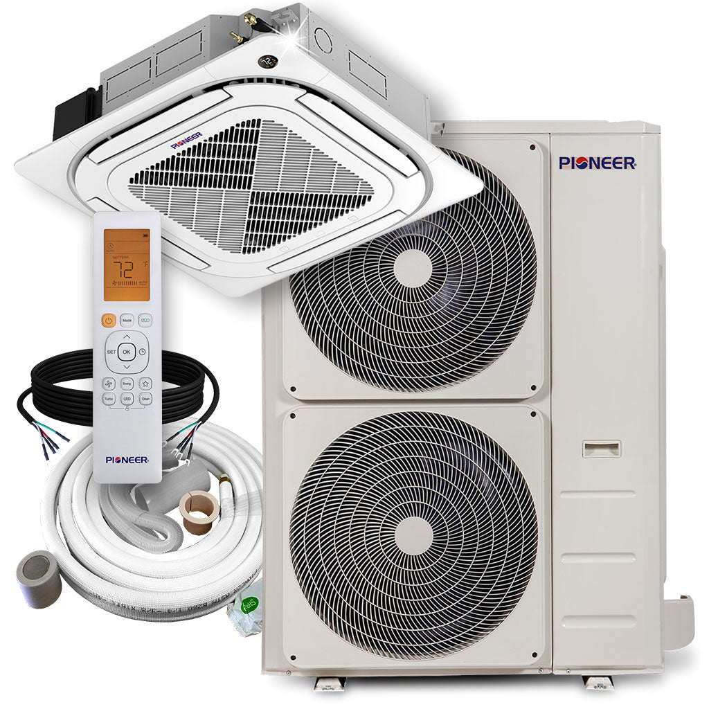 Pioneer Quantum Ultra 48,000 BTU 19 SEER2 230V 4-Way Ceiling Cassette Ductless Mini-Split Air Conditioner Inverter Heat Pump