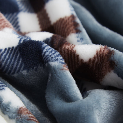 Tache Blue Lake Farmhouse Super Soft Plaid Patchwork Throw Blanket (4024)