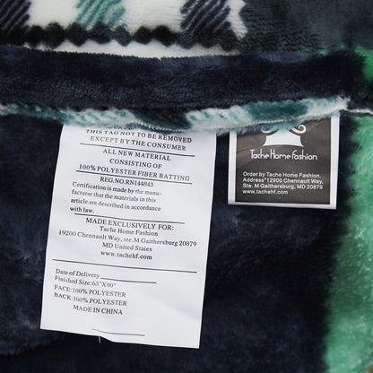 Tache Forest Green Plaid Flannel Throw Blanket (4023)