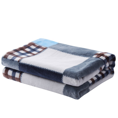 Tache Blue Lake Farmhouse Super Soft Plaid Patchwork Throw Blanket (4024)
