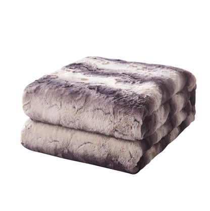 Tache Luxury Black Striped Faux Fur Throw Blanket (DY06)