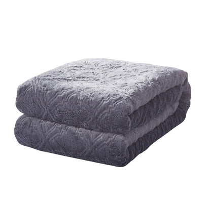 Tache Faux Fur Steel Navy Blue Diamond Trellis Pattern Throw Blanket (3390)