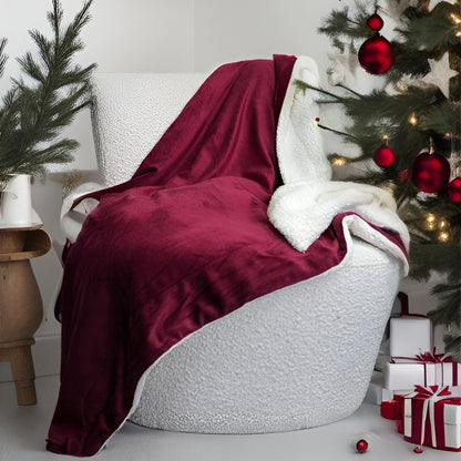 Tache Holiday Red Microfleece with Sherpa Back Throw Blanket (HRDMF)