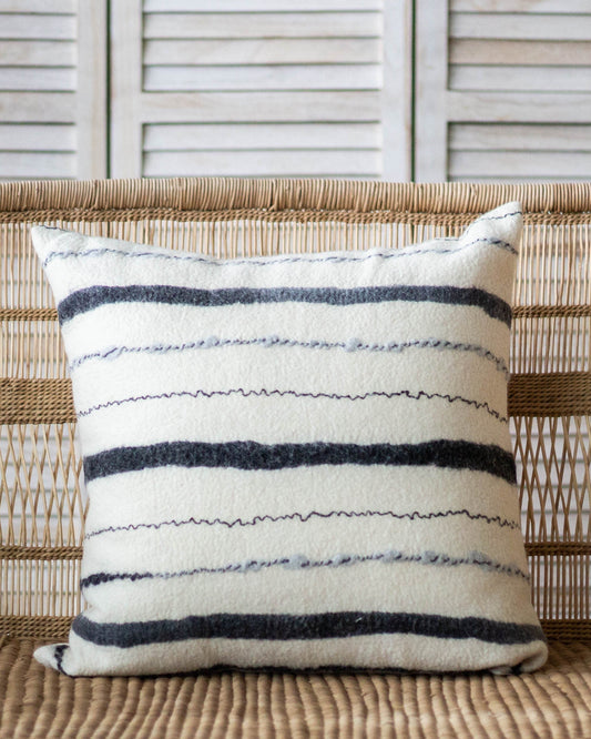 Felted Wool Chunky Stripe Pillow