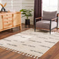 Riad Black Striped White Rug with Tassels