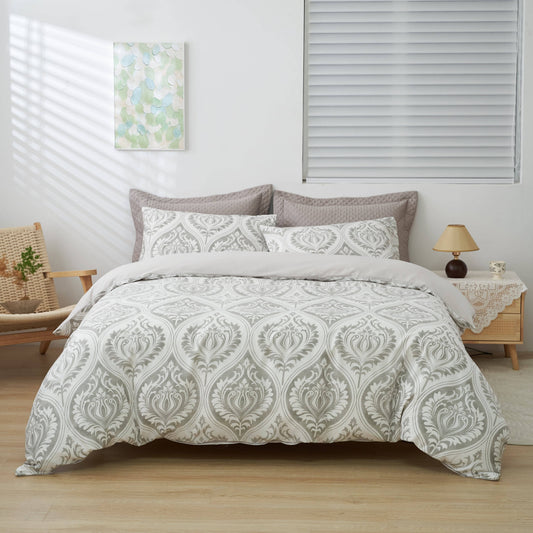 Tache Dreamy Moon Sky Ogee Damask Heather Gray White Duvet Cover (TB300)