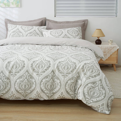 Tache Dreamy Moon Sky Ogee Damask Heather Gray White Duvet Cover (TB300)