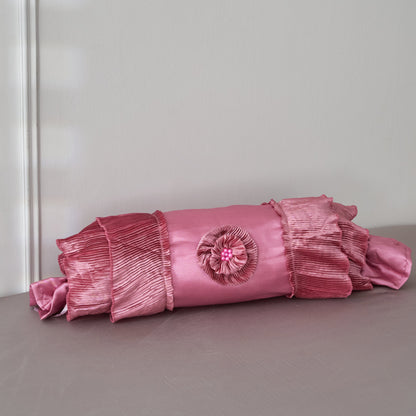 Tache Satin Ruffle Floral Lace Pink Royal Princess Dream Comforter Set (BM1227)