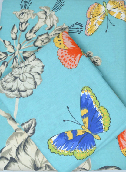 Tache Butterfly Wonderland Cotton Aqua Floral Duvet Cover (2142)
