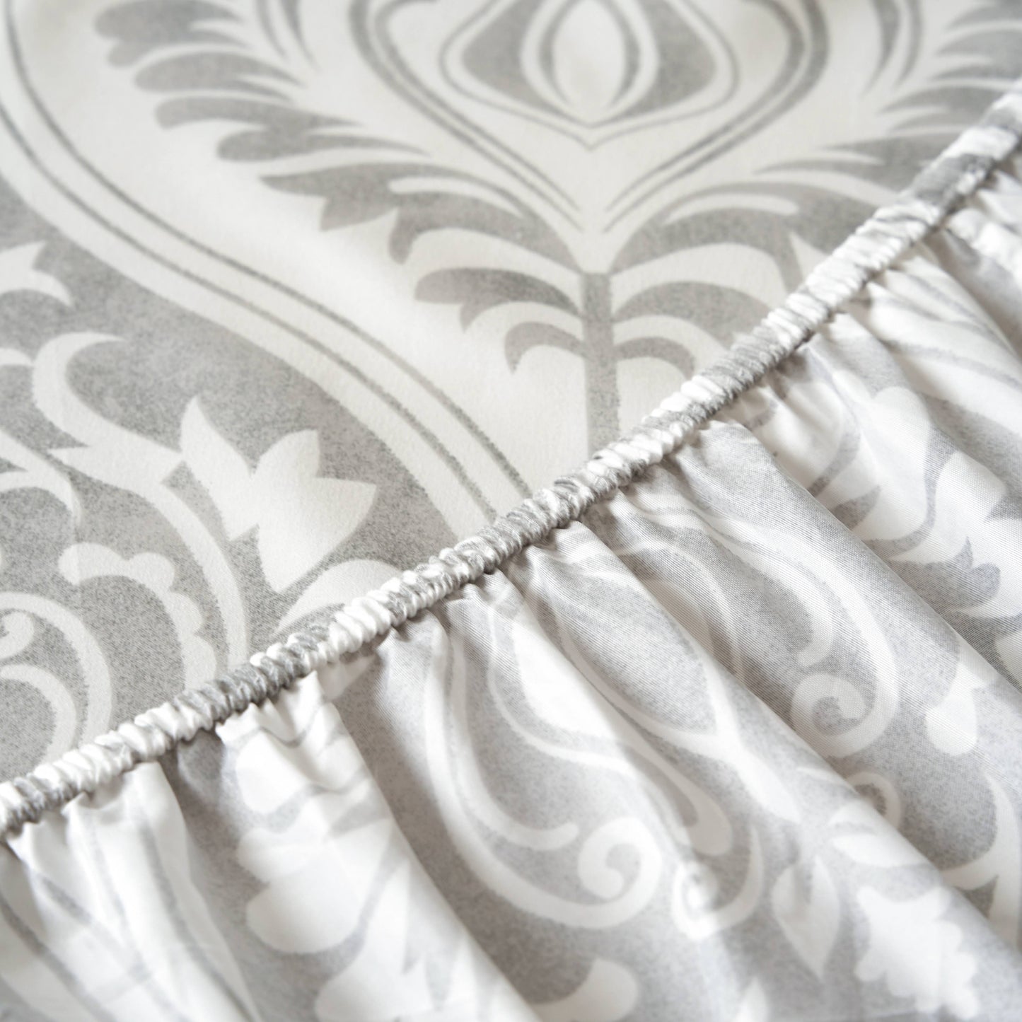 Tache Dreamy Moon Sky Ogee Damask Heather Gray White Bed Sheet Set (TB300)