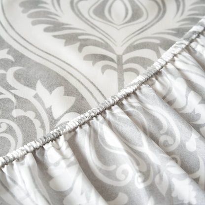 Tache Dreamy Moon Sky Ogee Damask Heather Gray White Bed Sheet Set (TB300)