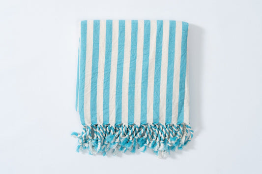 Cotton Linen Bath Towel in Girit Turquoise