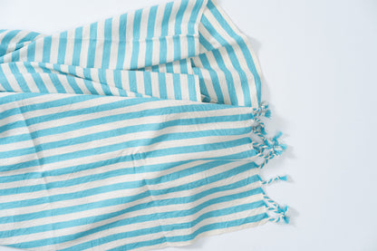 Girit Turquoise Cotton Linen Towel