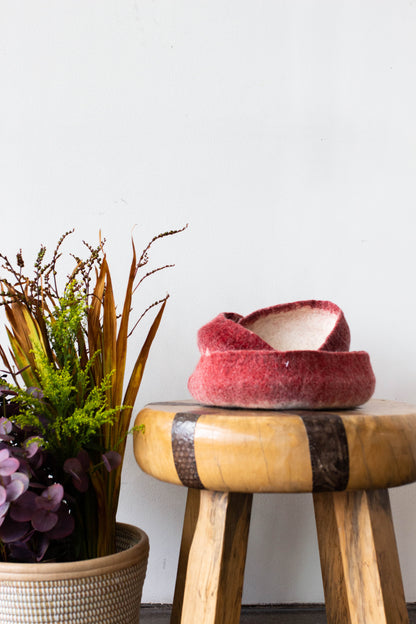 Berry Red Decorative Wool Nesting Bowls