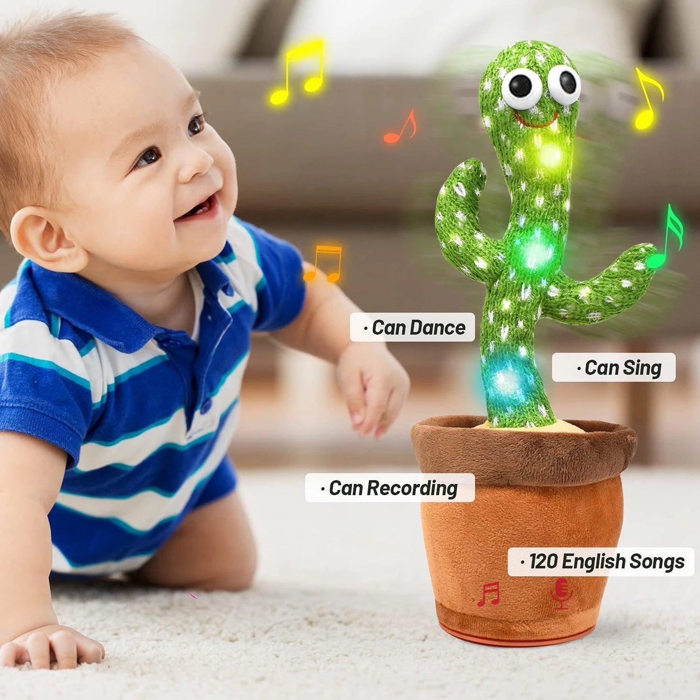 Dancing Cactus Mimicking Toy, USB-C Rechargeable