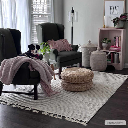 Dauin 3D Rainbow Area Rug with Tassels