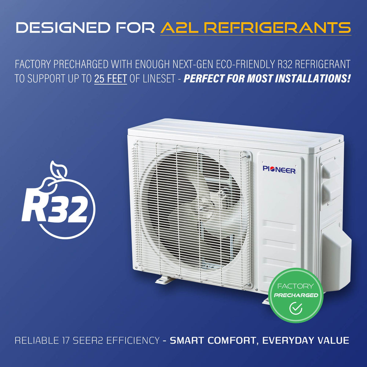 Pioneer Diamante Essenza 11,500 BTU 17 SEER2 230V High-Wall Ductless Mini-Split Air Conditioner Inverter Heat Pump with 16 Ft. Kit – view 3